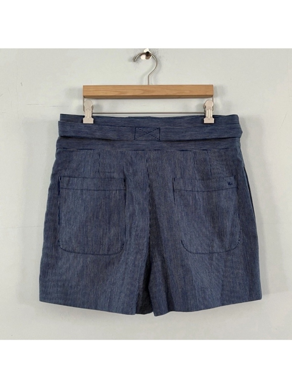 NWT Marc by Marc Jacobs Jamie Stripe Blue Indigo High Waist Cotton Shorts - Picture 5 of 6